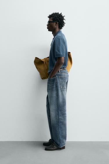 WASHED TEXTURED KNIT POLO SHIRT - Light indigo by Zara - Image 3