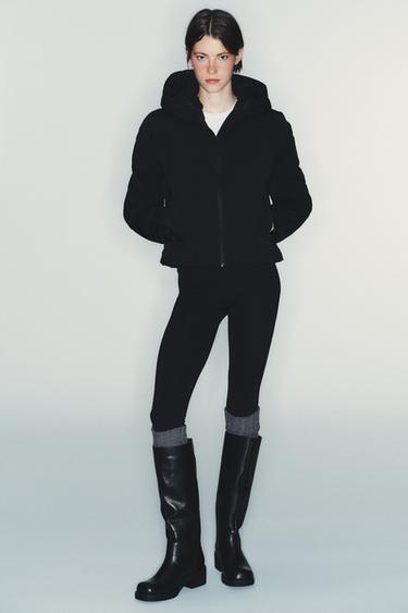 FLAT LEATHER WATER-REPELLENT KNEE-HIGH BOOTS - Black by Zara