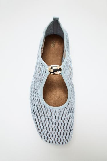 SPORT MESH BALLET FLATS - Blue by Zara