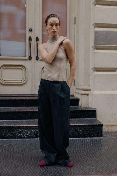 HALTER KNIT TOP - Brown / Taupe by Zara