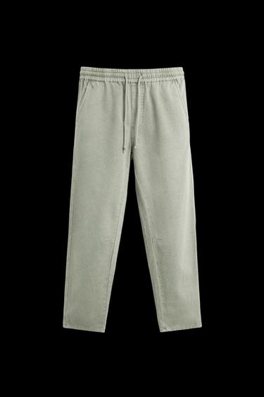 COTTON - LINEN TROUSERS - Light khaki by Zara - Image 0