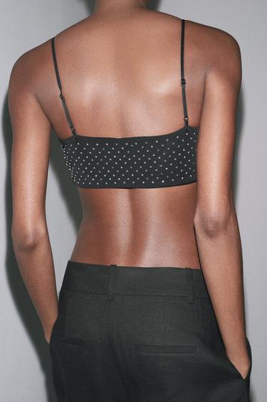 RHINESTONE CROP TOP - Black by Zara - Image 2