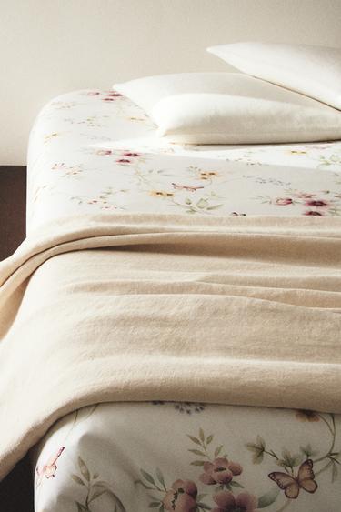 FLORAL PRINT SATEEN DUVET COVER - Oyster-white by Zara - Image 5