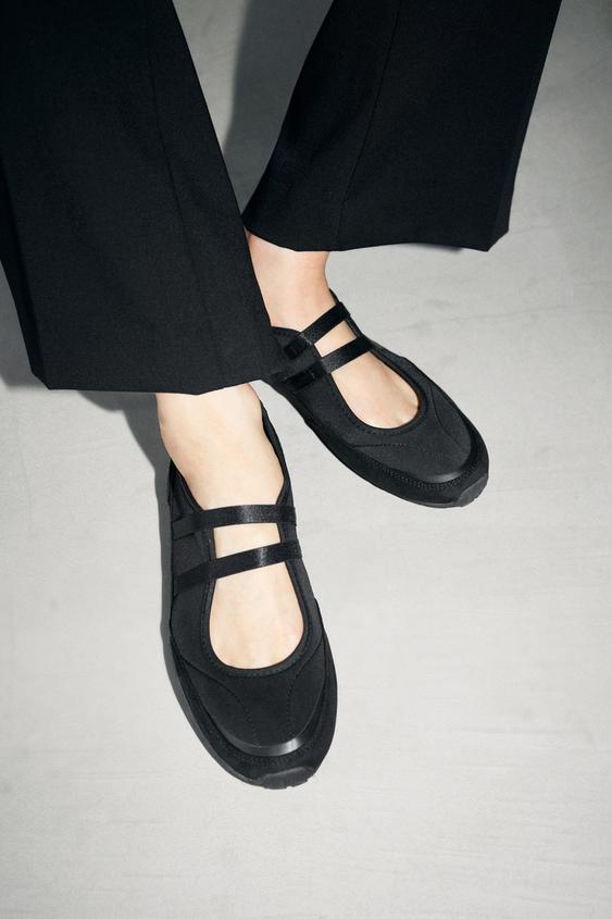 DOUBLE STRAP CONTRAST BALLET FLATS