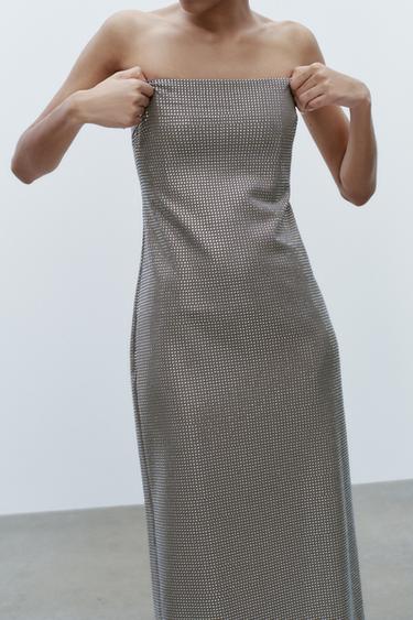 ROBE BUSTIER BRILLANTE - Gris anthracite de Zara - Image 1