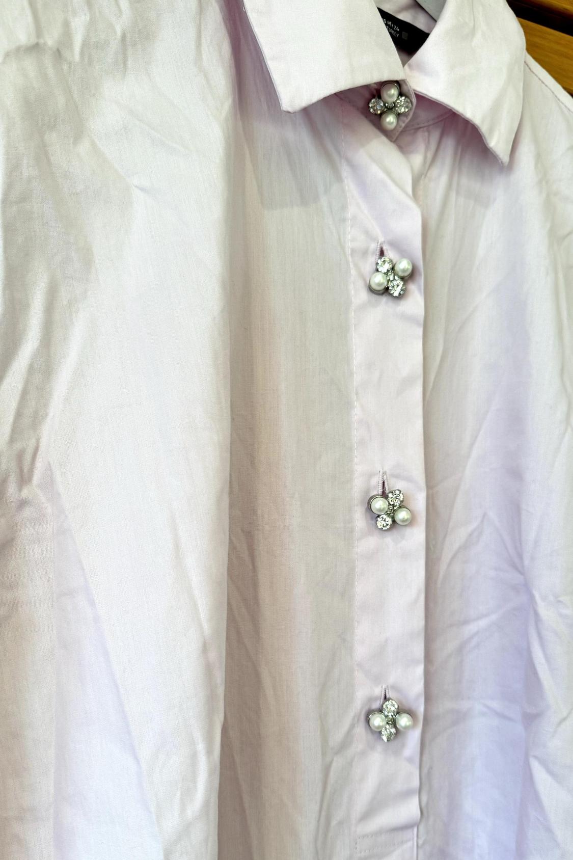 POPLIN SHIRT WITH BEJEWELLED BUTTONS - Image 3