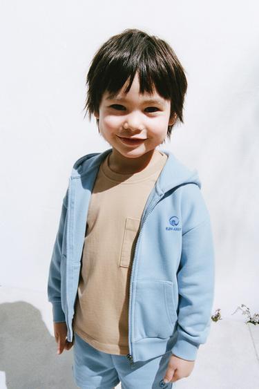 SWEATSHIRT WITH EMBROIDERED LOGO - Faded blue by Zara