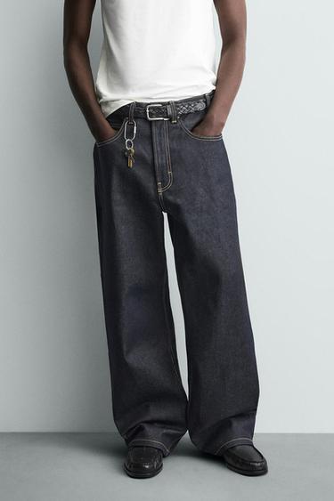 BAGGY JEANS WITH TOPSTITCHING - Indigo by Zara