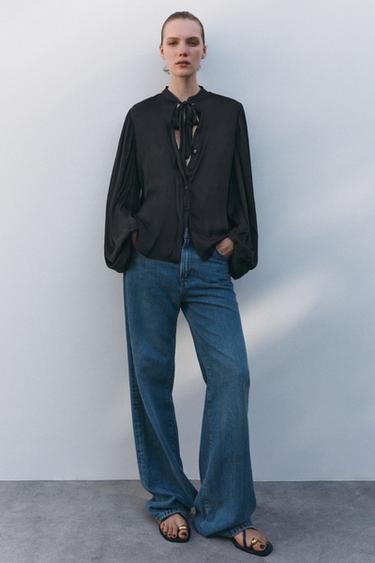 CAMISA MANGA GLOBO ZW COLLECTION - Negro de Zara - Imagen 0