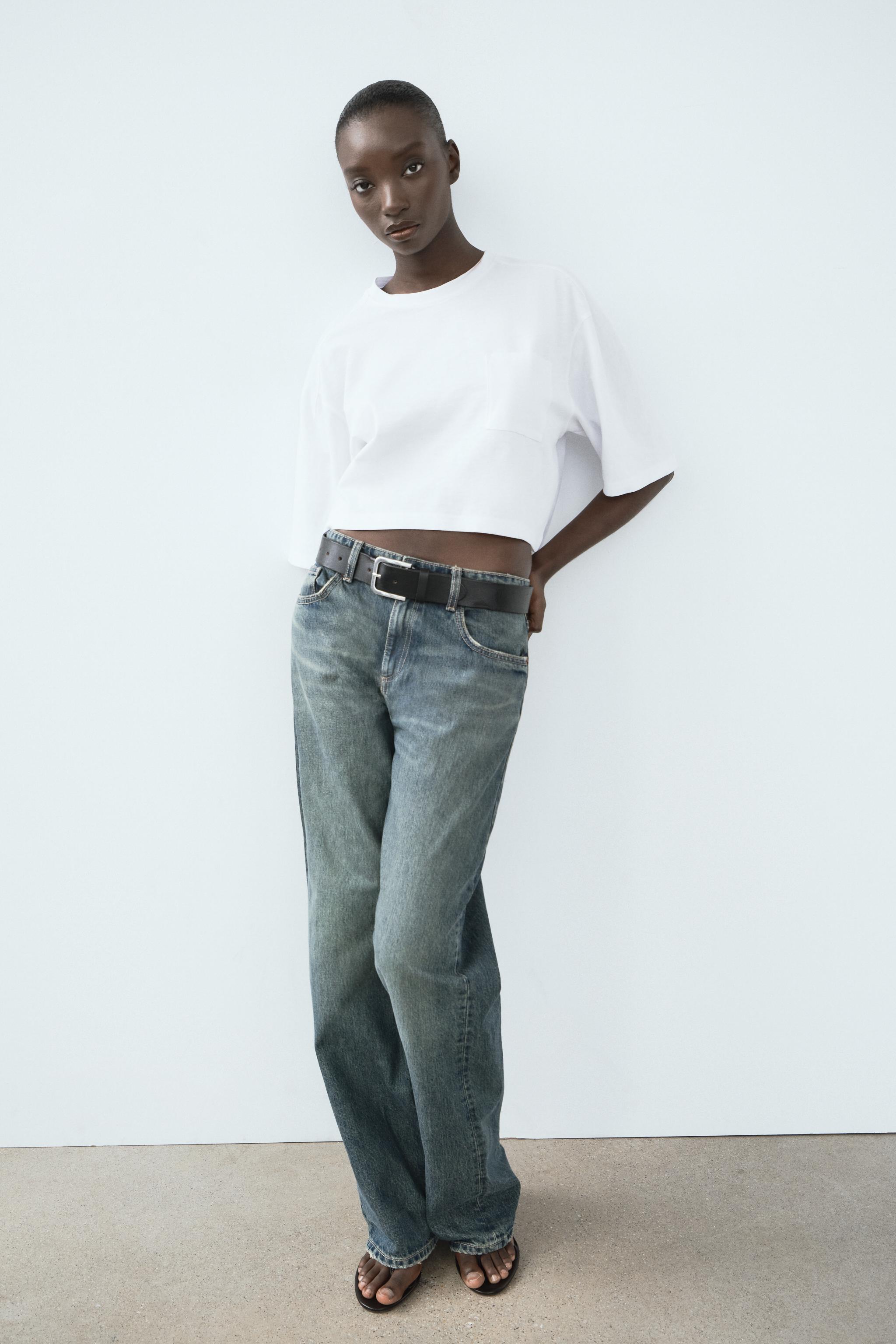 SLUB KNIT COTTON CROPPED T SHIRT