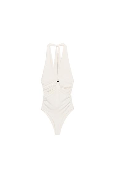 DRAPED POLYAMIDE BODYSUIT - Ecru by Zara
