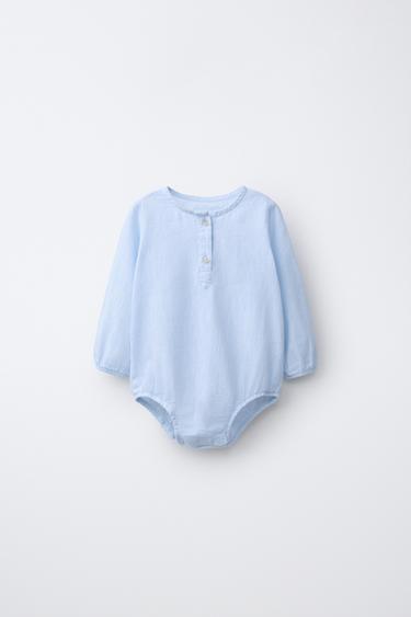 БОДИ ИЗ ХЛОПКА И ЛЬНА — СИНИЙ от Zara