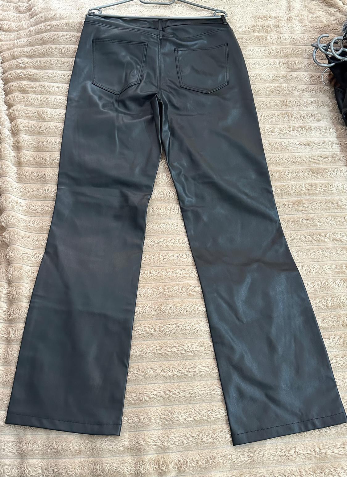 LEATHER EFFECT LONG LENGTH STRAIGHT-LEG TROUSERS - Image 2