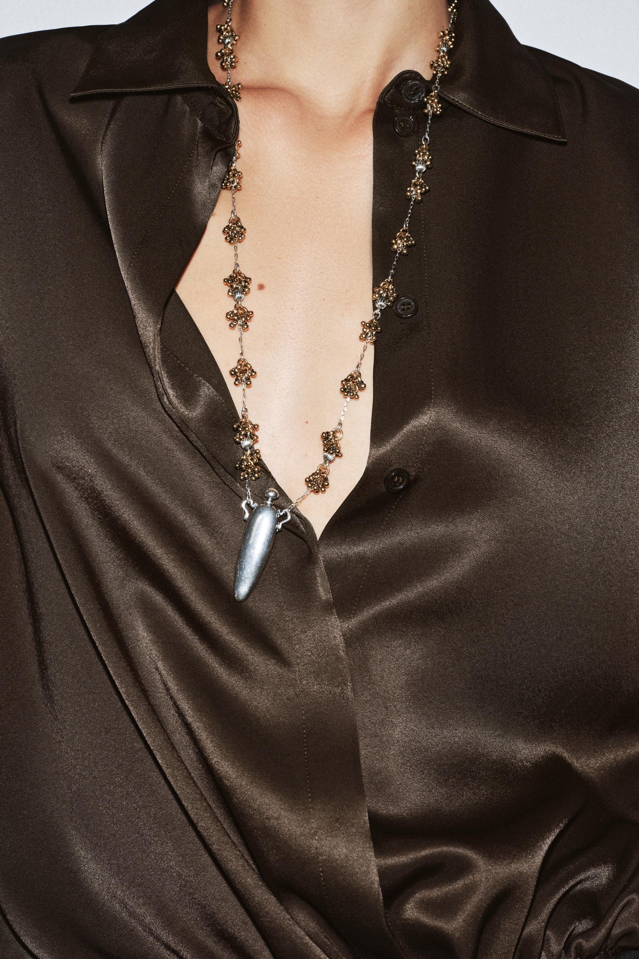 Collier à Trois Trous Avec Bille En Silicone - Accessoire De Mode Féminin Pour Robe De Soirée - Taille Unique Réglable - 2