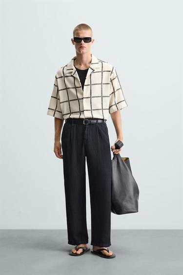 CAMISA BORDADO GEOMÉTRICO - Beige de Zara - Imagen 0