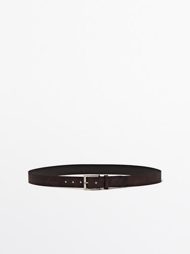 Zara Distressed leather belt - Brown / Taupe