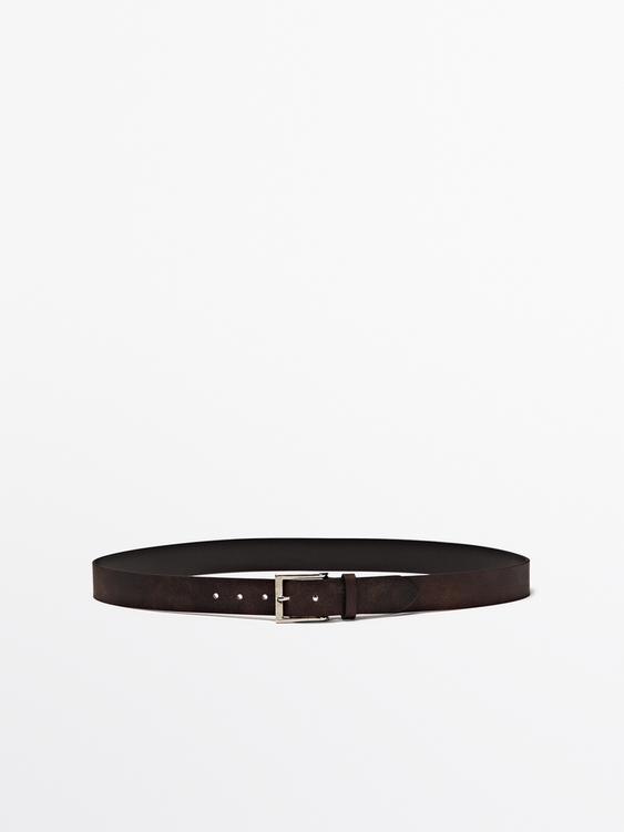 Distressed leather belt