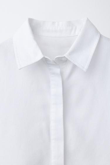 CROPPED SCHIFFLI SHIRT - Oyster-white by Zara - Image 2