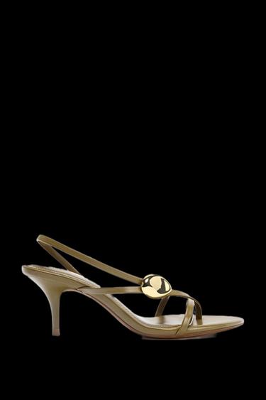 HEELED SANDALS WITH METAL DETAIL STRAPS - Khaki Green by Zara