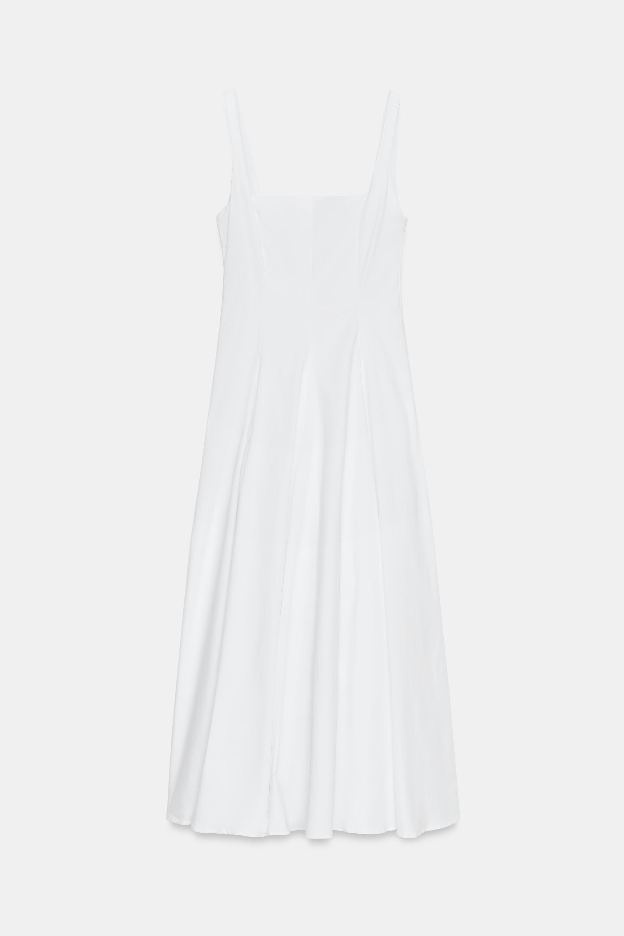 POPLIN GODET MIDI DRESS