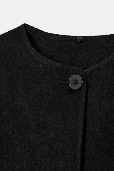 KURZER MANTEL MIT SCHAL UND WOLLMISCHUNG - Schwarz von Zara