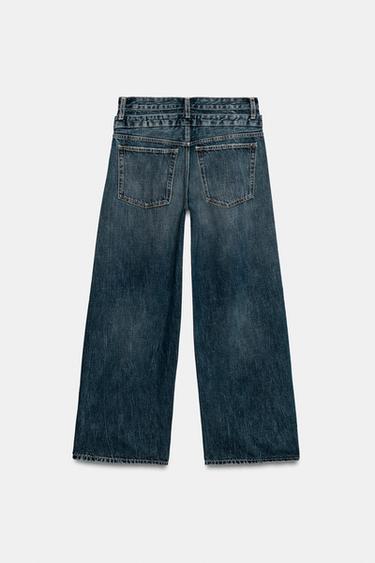 TRF MID-WAIST STRAIGHT-LEG JEANS WITH DOUBLE WAISTBAND - Blue by Zara