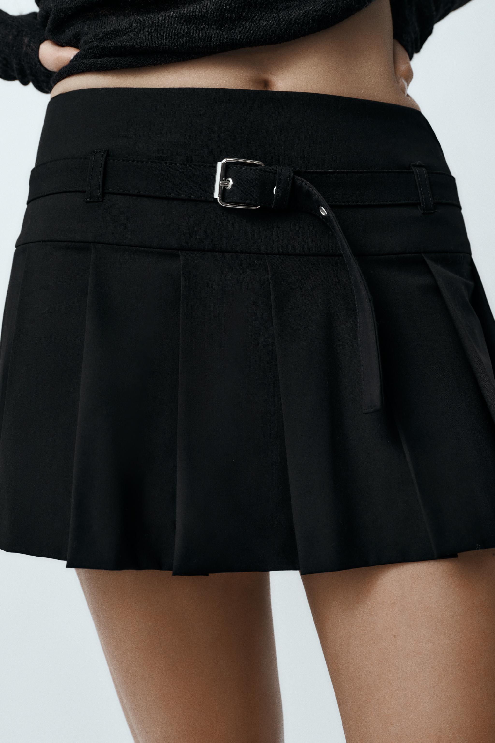 Zara black pleated outlet mini skirt