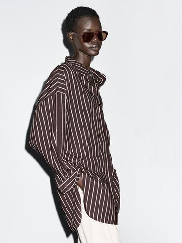 Zara Loose-fitting striped shirt - Brown