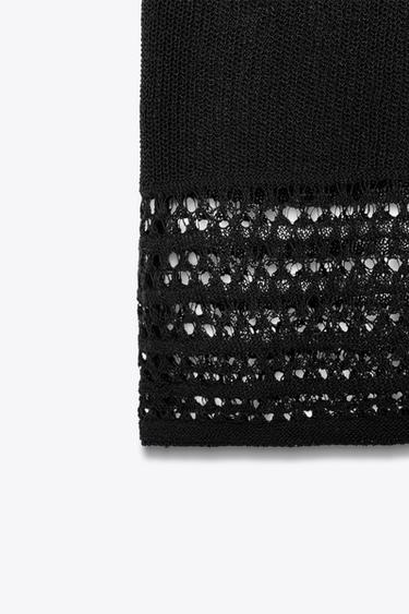 POINTELLE KNIT CROP TOP - Black by Zara - Image 7