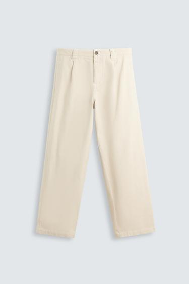 PANTALÓN STRAIGHT FIT PLIEGUES - Crudo de Zara