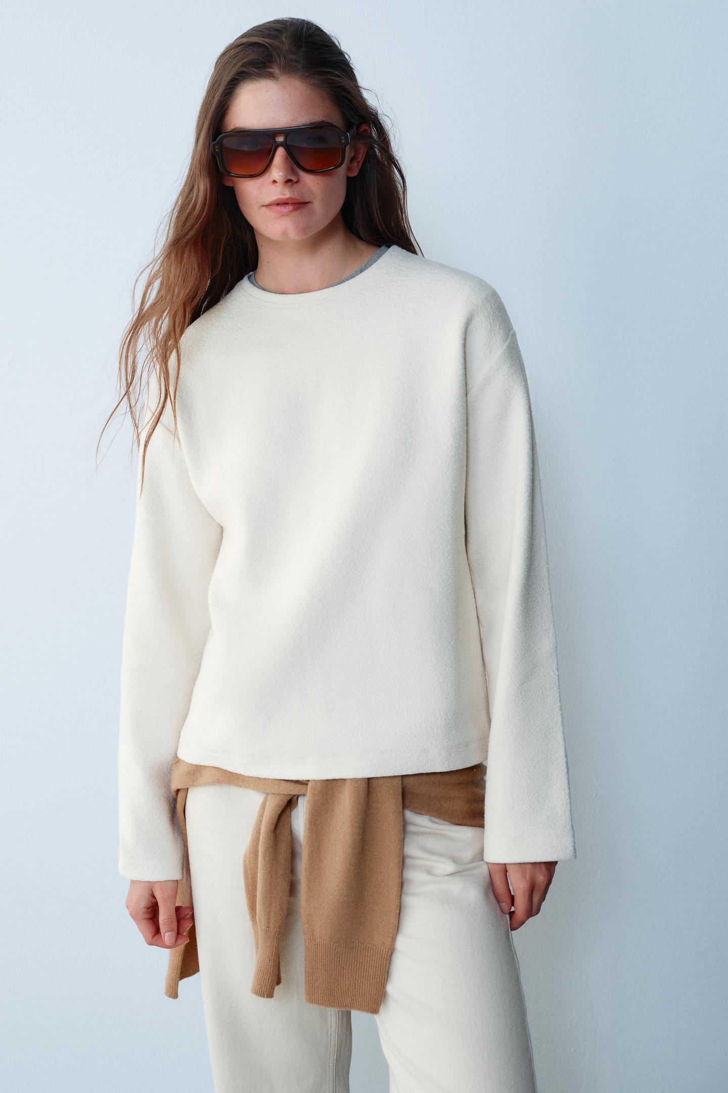 Женский топ Zara Textured, цвет: Экрю — фото 2