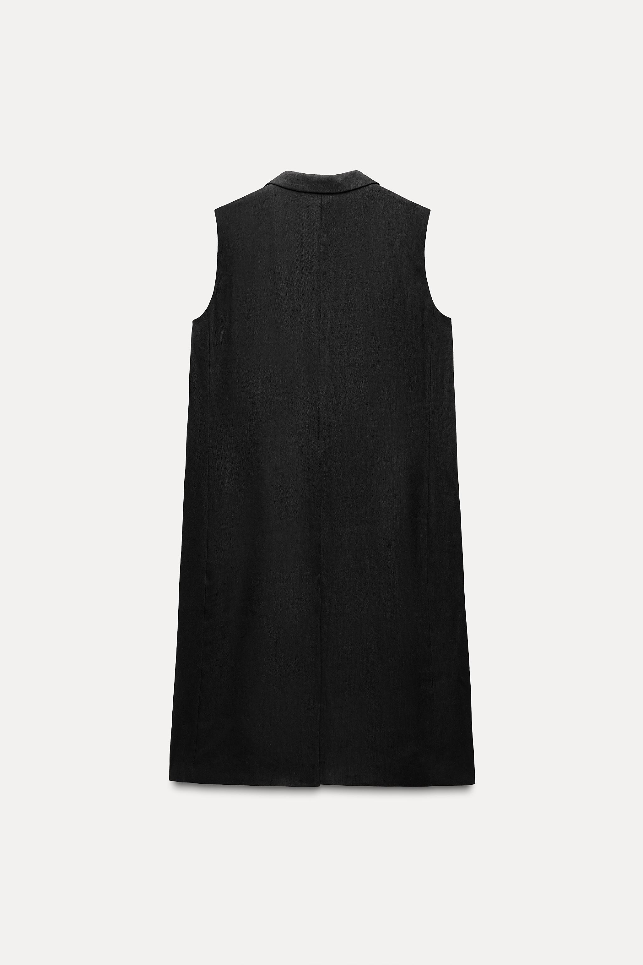 Waistcoat Zara Vest Jumper Zara Long Black Gilet LONG LINEN