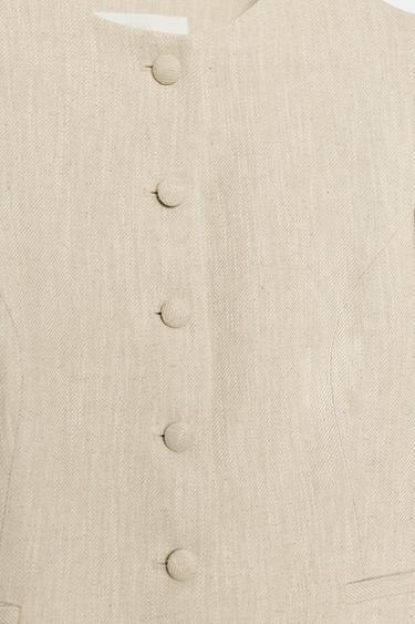 PUFF SLEEVE SHORT SLEEVE BLAZER - Light beige by Zara - Image 9
