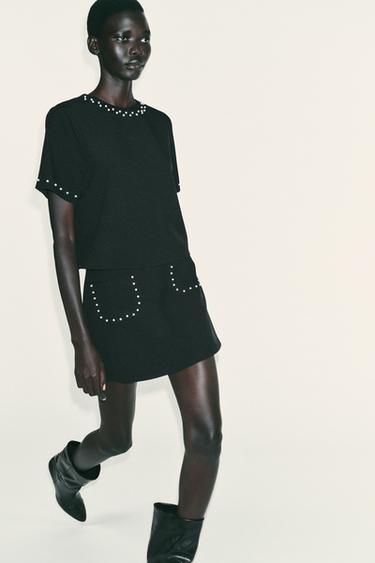 COMPLETO BODY E MINIGONNA CON MINI PERLE - Oceano di Zara