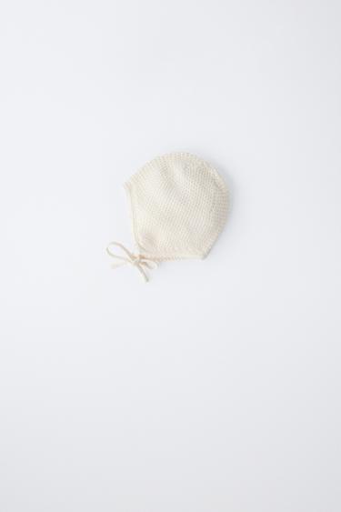 TEXTURED COTTON AND SILK BONNET - Ecru by Zara