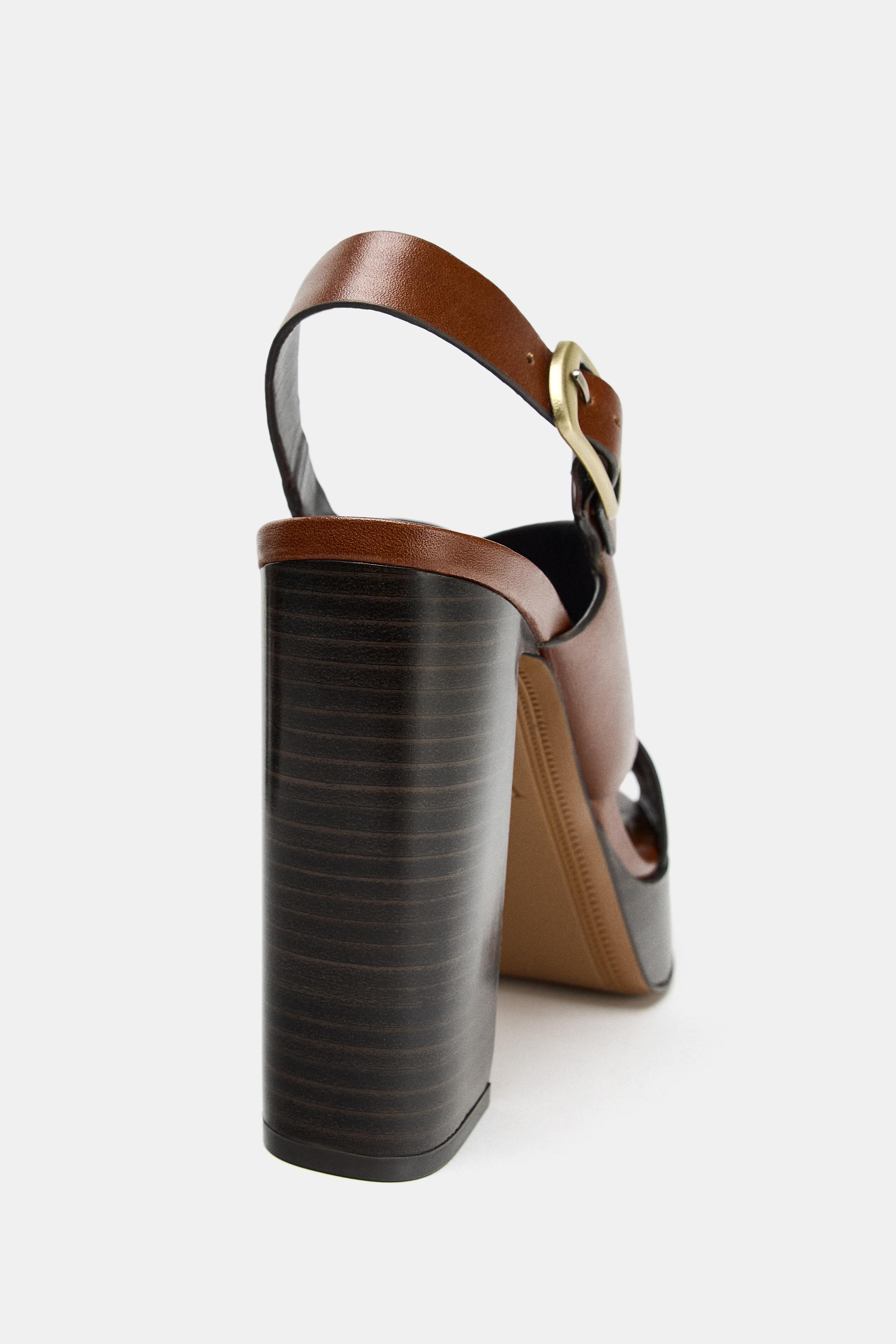 レザーハイヒールサンダル - ブラウン | ZARA Japan / 日本 レザーハイヒールサンダル - ブラウン | ZARA Japan / 日本