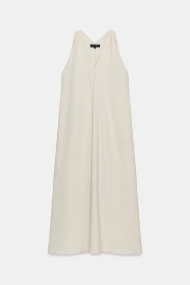 RUSTIC VOLUMINOUS MIDI DRESS - Light beige by Zara