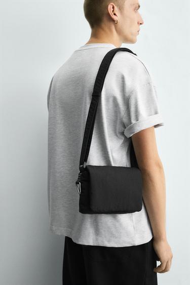 NYLON FLAP CROSSBODY BAG - Black by Zara - Image 1
