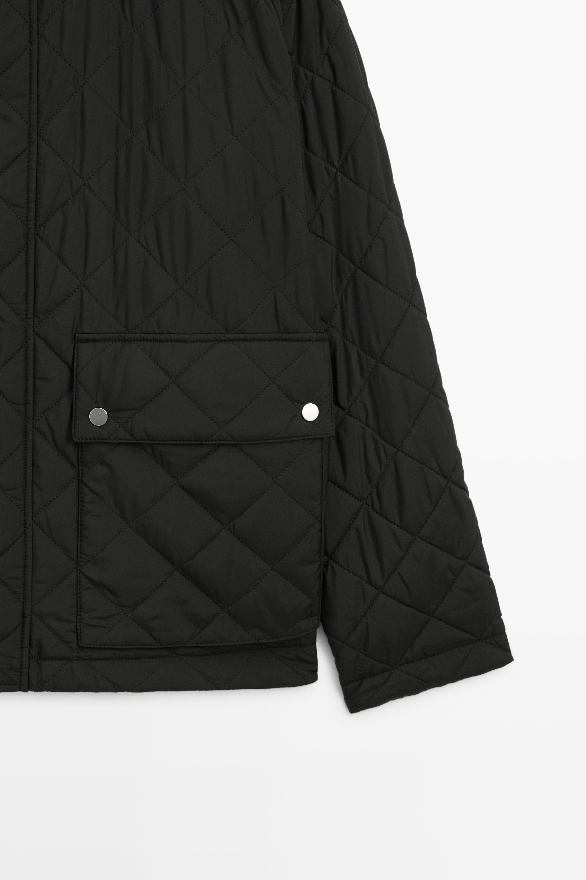 Quilted jacket with corduroy collar