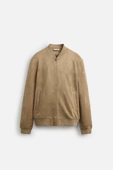 CAZADORA BOMBER EFECTO ANTE - Beige de Zara