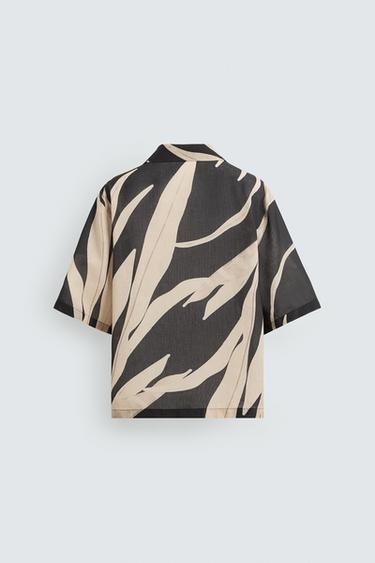 CHEMISE IMPRIMÉE FEUILLES - Noir de Zara - Image 7