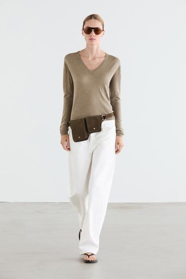 Zara Silk and wool blend knit sweater - Greenish - Image 0