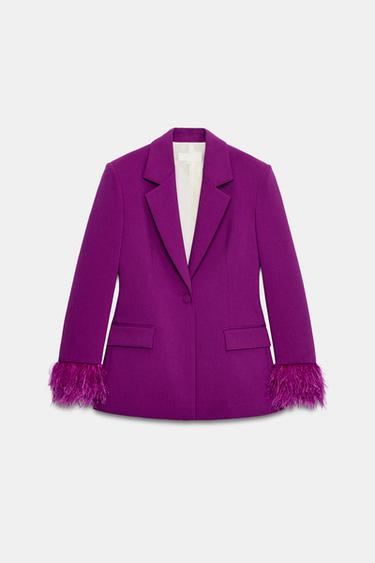 VESTE À ÉPAULETTES ET MANCHETTES EN PLUMES - Pourpre de Zara