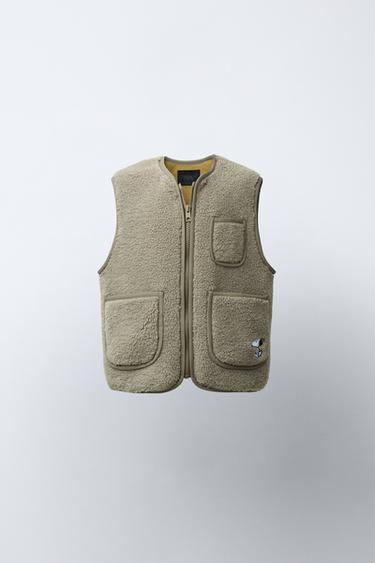 SNOOPY PEANUTS™ FAUX SHEARLING GILET - Light beige by Zara