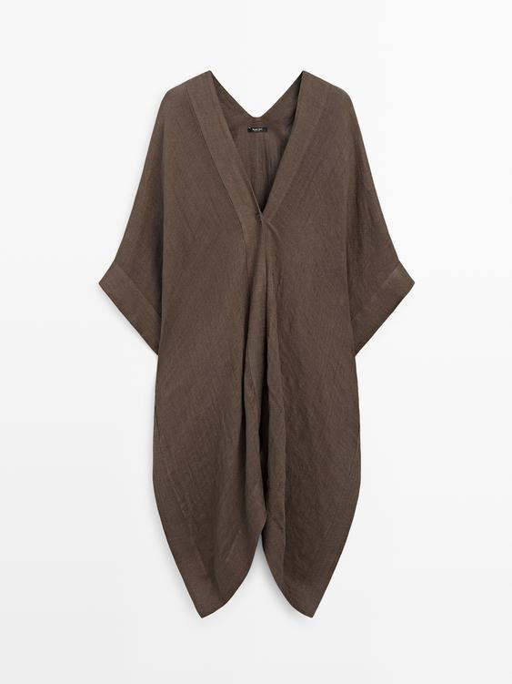 Flowing 100% linen oversize blouse with back detail from Zara - $160