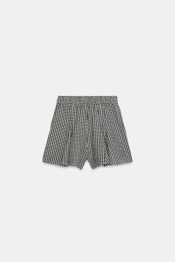 Jupe-culotte à carreaux vichy évasée
