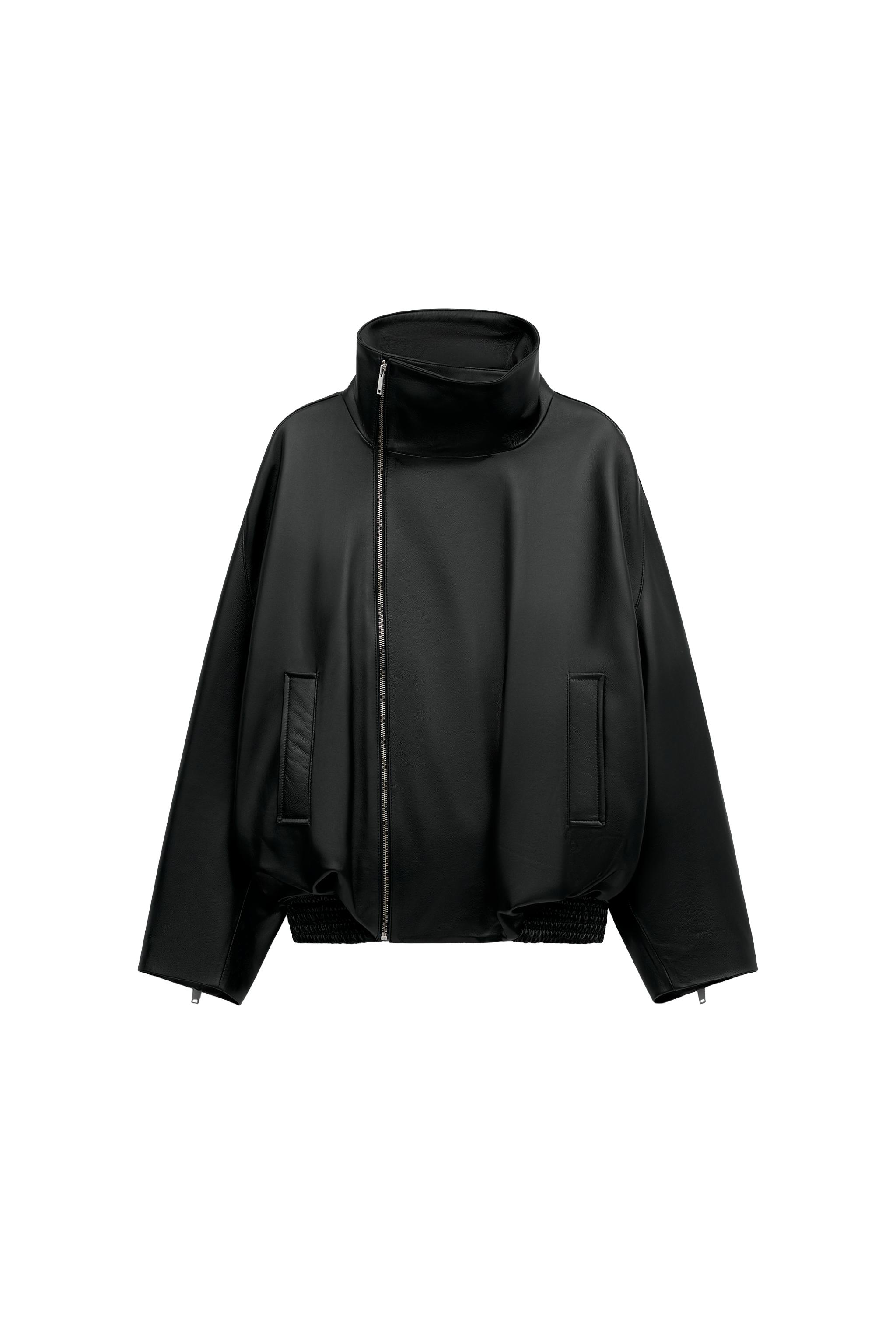 JAQUETA DE COURO 100% COM ZÍPER ZW COLLECTION - Preto | ZARA Brasil