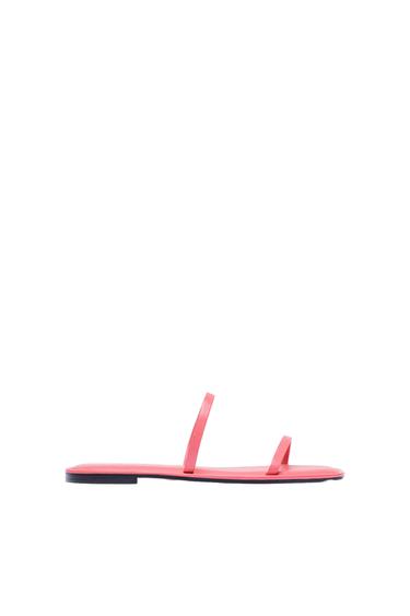 FLAT LEATHER SANDALS WITH SQUARE TOE