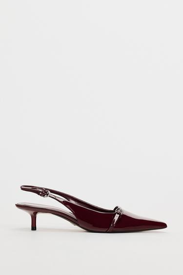 BUCKLE SLINGBACK SHOES - Burgundy Red by Zara