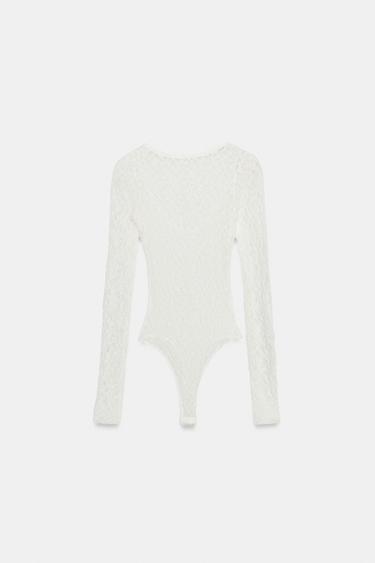 LACE OPEN-BACK BODYSUIT - Ecru by Zara